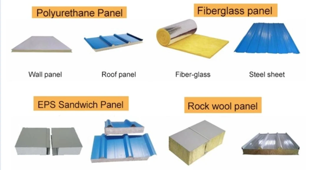 50mm, 75mm, 100mm PPGI Steel Metal Board Sandwich Insulation EPS/PU/PIR/Rock Wool Wall Panel for Prefab House