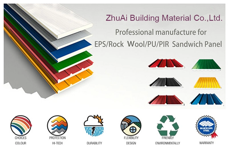 50~200mm Thickness Sandwich Panel for Walls and Roofs Polyurethane PU Sandwich Panel