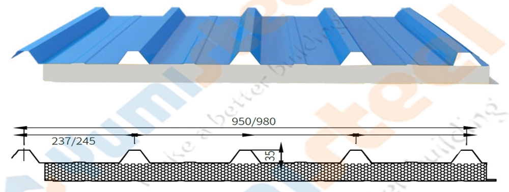 Z Locked EPS Foam Insulated Metal Sandwich Panel for Roof/Wall