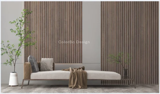 Decorative Slat Wooden Wall Panels With Acoustic PET Sound Proofing Panel