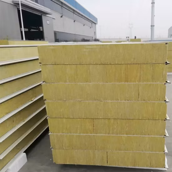 50/75/100/150/200mm Rock Wool Sandwich Wall and Proof Panel for Steel Structure Building/Prefabricated House