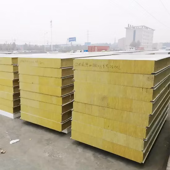 50/75/100/150/200mm Rock Wool Sandwich Wall and Proof Panel for Steel Structure Building/Prefabricated House