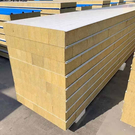 50/75/100/150/200mm Rock Wool Sandwich Wall and Proof Panel for Steel Structure Building/Prefabricated House