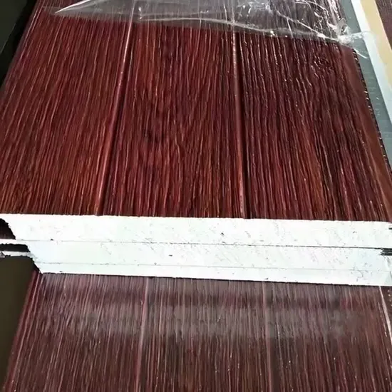 Wood Pattern Panel Metal Sheet Face Thermal PU Foam Sandwich Panel/Wall Cladding 